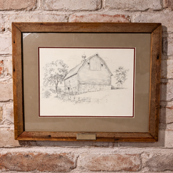 The Kelly Farm Barn Sketch in Barn Wood Frame