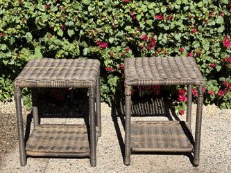 Wicker Outdoor Patio Table Set of 2 16” Square Height 20”