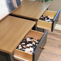 Dark Charcoal-Gray Nightstands•Accent Tables