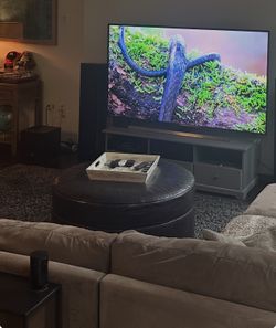 Oversized Circular Leather Ottoman - Great Condition