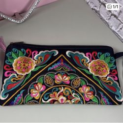 New Embroidered Clutch Or Make Up Bag