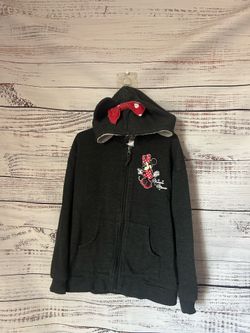 Girls' Black Minnie Mouse Zip Hoodie with Red Bow size 7/8