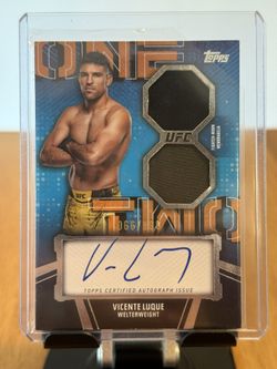 2024 TOPPS UFC KNOCKOUT VICENTE LUQUE 66/199 DUAL RELIC AUTO ON CARD SP