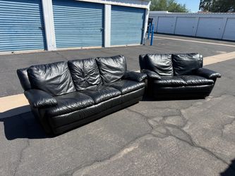 Italian Leather Living Room Sofa & Loveseat Set