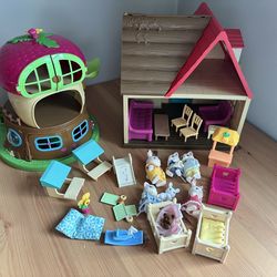 Calico Critters Dollhouse Playset Treehouse Figures Furniture Large Lot
