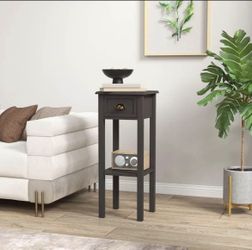 HOMCOM 2-Tier Side Table with Drawer and Shelf, End Table for Living Room and Hallway, Coffee