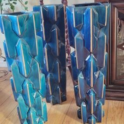 Tall Blue Ceramic  For Decoration 