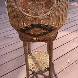 Vintage Rattan Plant Stand