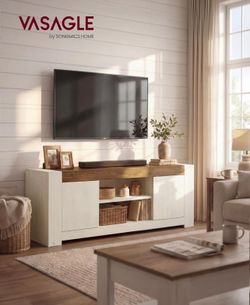TV stand, farmhouse entertainment center with storage cabinets, multimedia console table for living room, bedroom, for 65-inch TV