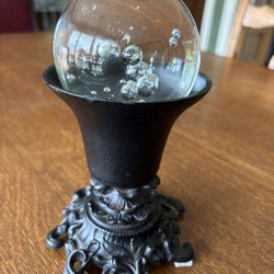 Vintage 3.5” Bubble Glass Ball w/Iron Stand