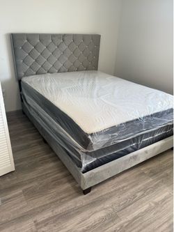 Queen size bed frame with mattress all new furniture free delivery free installation