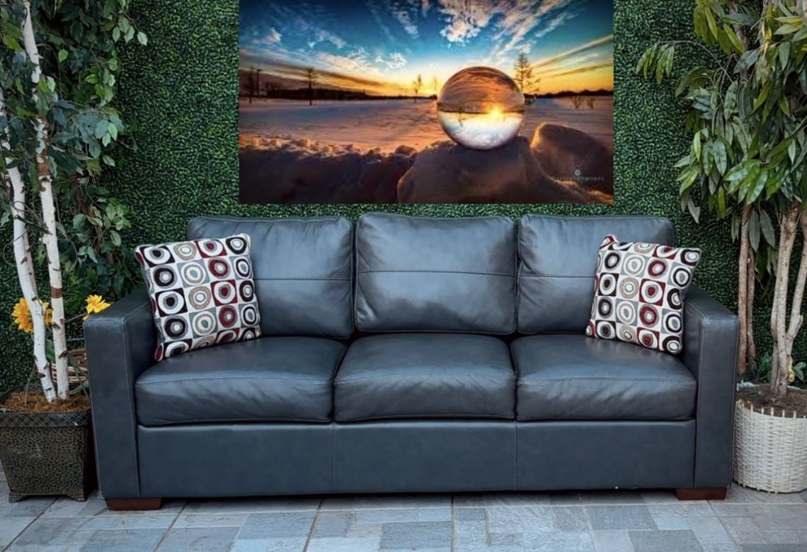 Charcoal Leather Couch
