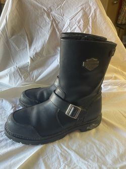 Harley Davidson Mens Size 11 Black Leather Motorcycle Side Zip Boots