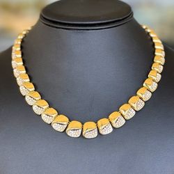 18k solid yellow gold 12CTW diamond Squire links 18” Necklace chain