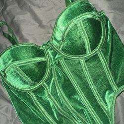 SHEIN velvet green corset crop top