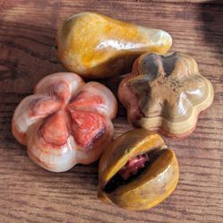 Authentic Hand Crafted Italian Made Alabaster Fruit And Flowers