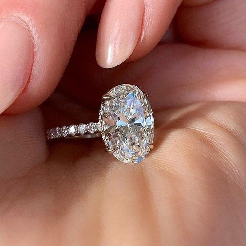 "Wedding Anillo Large Independent Oval Gemstone Silver Ring for Women, VIP470