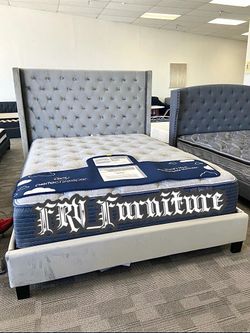 New Queen bed frame with mattress