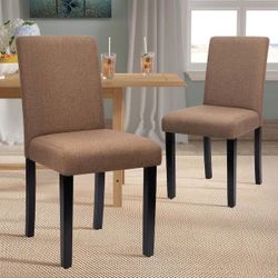 New Set of 4 business Dining Chairs Urban Style Fabric with Solid Wood Legs Set of 4 (Brown)