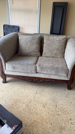 Victorian Style Loveseat with Wood Frame