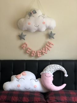 Baby crib pillows and wall decor set custom made on order