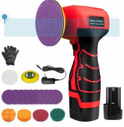 Cordless Sander, 3" Palm Sander with 16.8V 2.0Ah Li-ion Battery, 3500RPM Mini Polisher, 19 Accessories Sanders Tool for Sanding/Polishing/Waxing/Clean