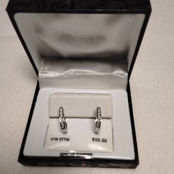Sterling Silver and Diamond Earrings Priced To Sell