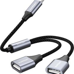 New ANDAPA [USB 2.0] USB C Male to Dual USB A Female Cable Adapter 1FT, USB C Splitter for MacBook Pro/Air,iPad Pro/Air ,Microsoft Surface
