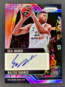 2024-25 Panini Prizm Turkish Airlines EuroLeague Walter Tavares Red 25rh Auto