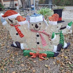 3 Lighted Frosty Snowmen Outdoor Decor