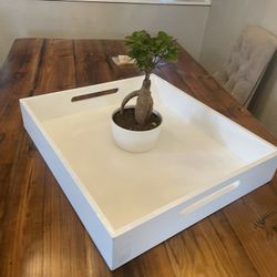 21 1/2” x 24” Large White Lacquer tray either from crate & barrel or west elm 