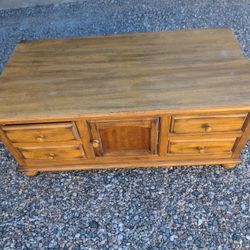 Solid Wood 8 Drawer And Hutch Storage Coffee Table 