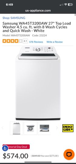 Samsung Deep Water Wash High Efficiency Impeller Large ( 4.5-cu ft ) Top-Load Washer ( White )