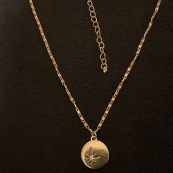 18” Goldtone Necklace With Pendant And Crystal..crystal On Extension Also