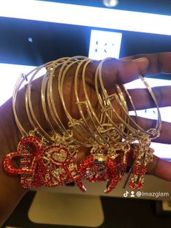 Red Charm Bangle Bracelet 