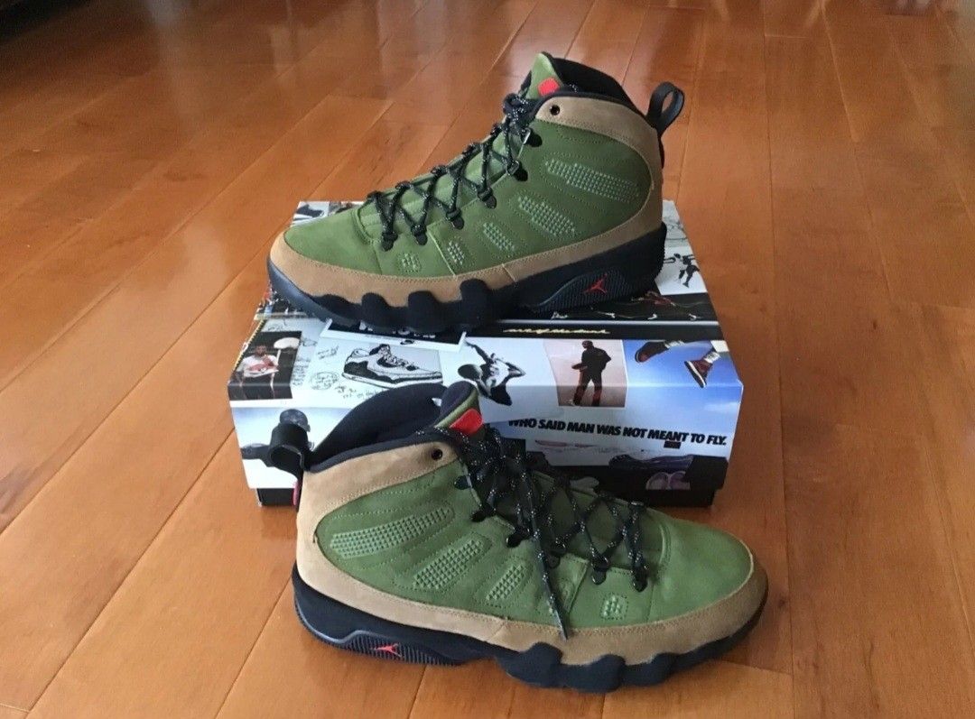 Nike Air Jordan 9 Retro Boot Green Brown Beef Broccoli AR4491-200 Men's Size 8
100 percent authentic 
Brand new Size 8 men's box is damaged