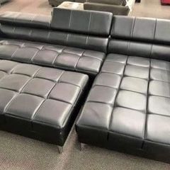 New Leather Sectional Couch With Large Ottoman 