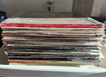 Stack of vinyl records
