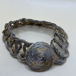 Vintage Artisan One-Size-Fits-All Adjustable Golden &Silver Metal Wire Bracelet