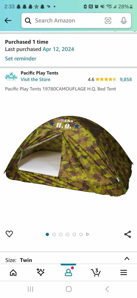Green Como Twin Size Bed Tent 