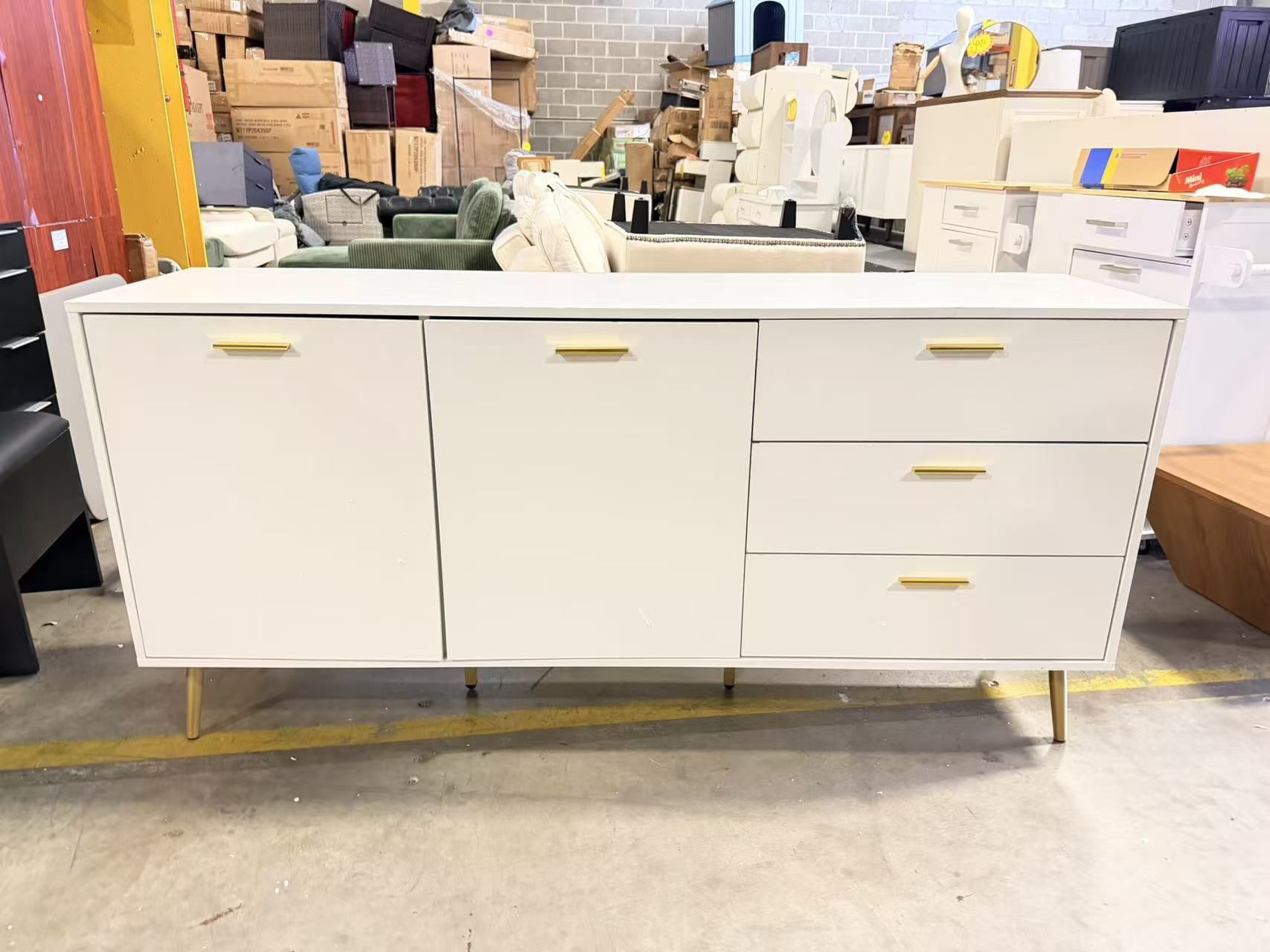 Buffet Sideboard Storage Cabinet with 2 Doors and 3 Drawers for Dining Room, White $120
