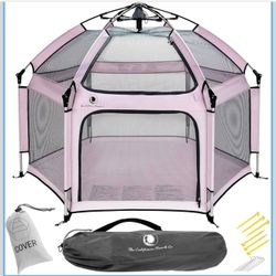 The California Beach Co. Pop 'N Go Playpen pink lightweight pop up tent.Clovis.Ashlan & Fowler. FCFS