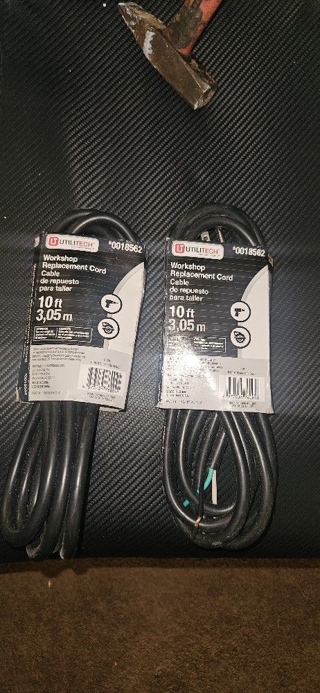 two Utilitech 10 ft Workshop Replacement Cord Cables