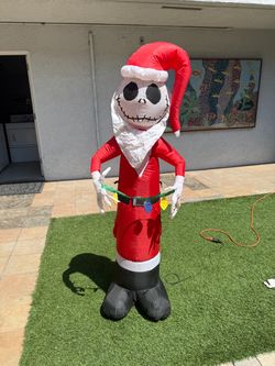Gemmy Airblown Inflatable Jack Skellington in Santa Suit Nightmare Before Christmas