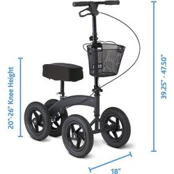 Medline All-Terrain Knee Walker Scooter with Removable Front Basket