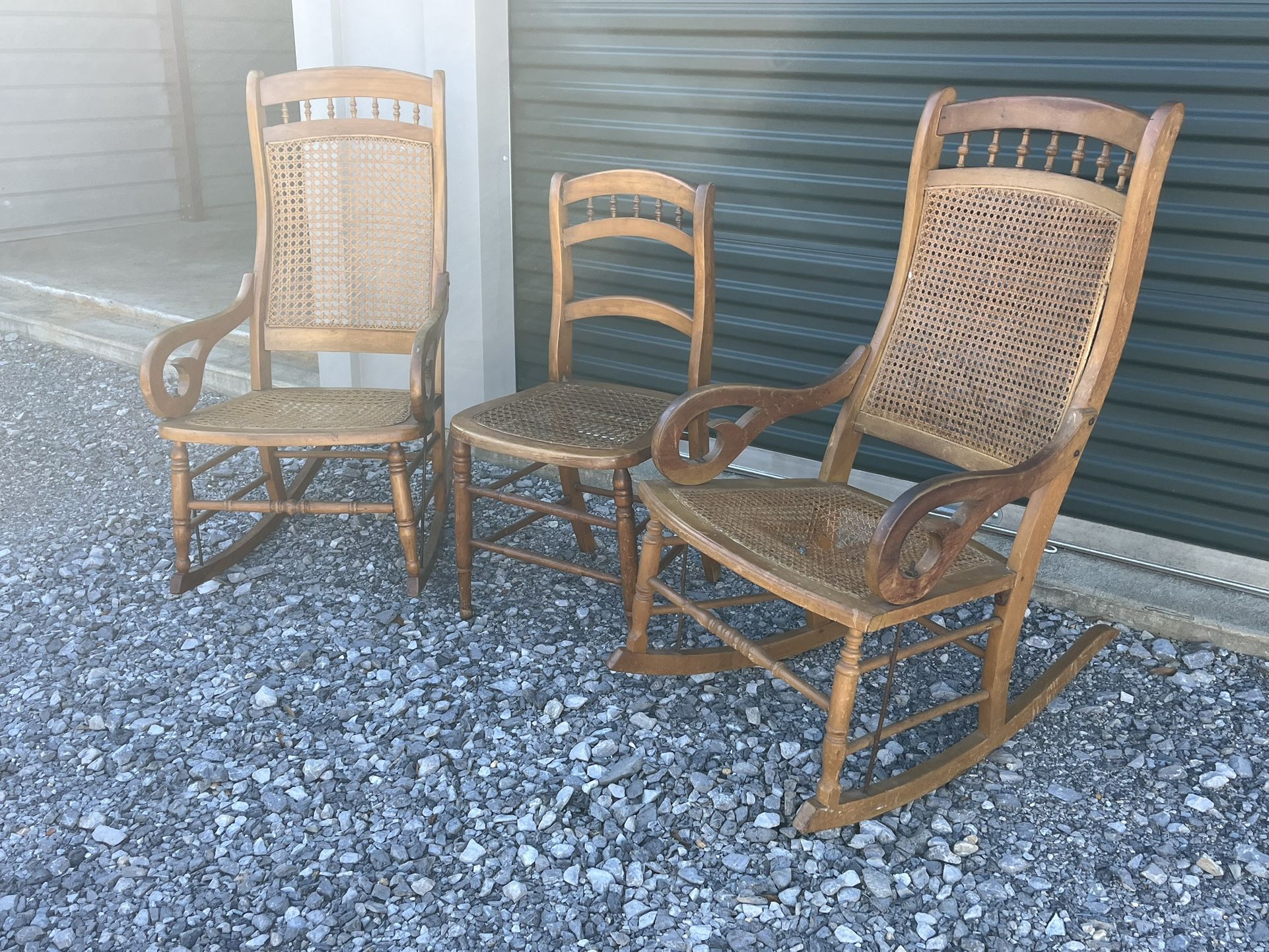 Rare Antique Matching Caneback Chair Set