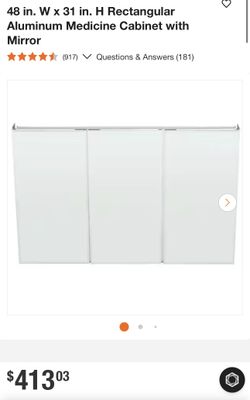 48 in. W x 31 in. H Rectangular Aluminum Medicine Cabinet with Mirror (917)