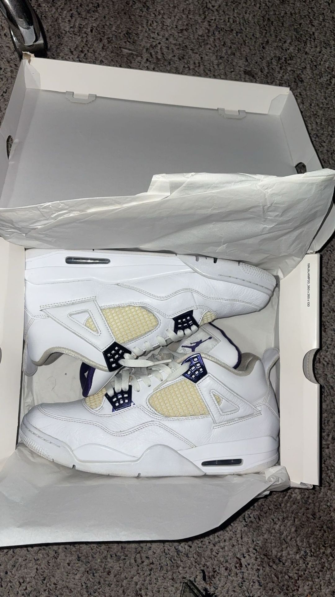 Metallic purple Jordan 4 size 12