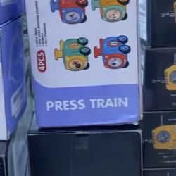 Baby Train Car Toys for Toddler 1-3, 4PCS Press to Go Push Car, Infant Play Whistle Vehicle Toy Set for 12-18 Months, 1st Birthday Christmas Easter Gi