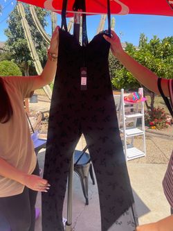 Black Floral Strapless Jumpsuit with Tags